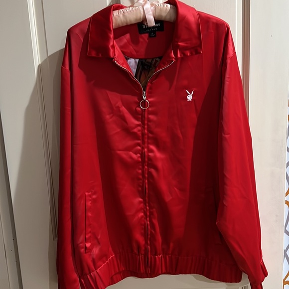 Playboy by Pacsun zip up jacket in red. Removed tags never worn. Size Meduim. - Picture 6 of 7
